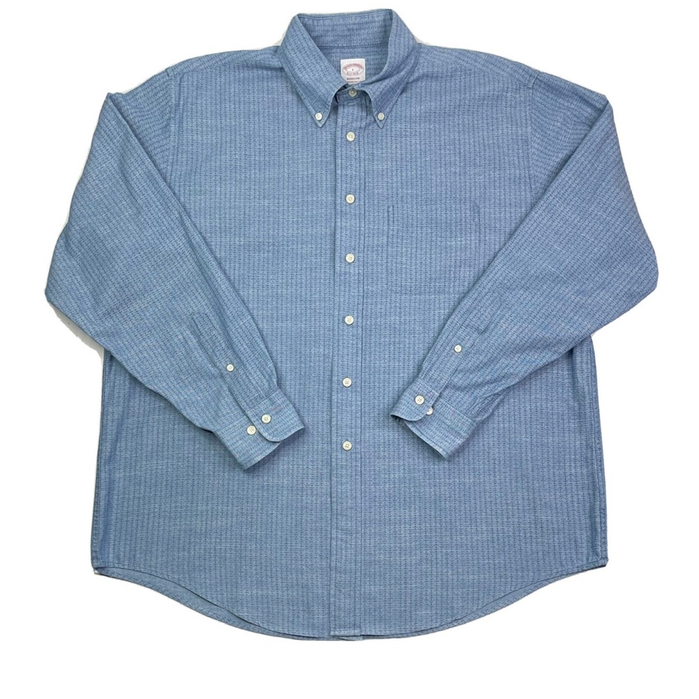 Brooks Brothers Madison Mens Size L Blue Boat Anchor All Over Print Button Shirt